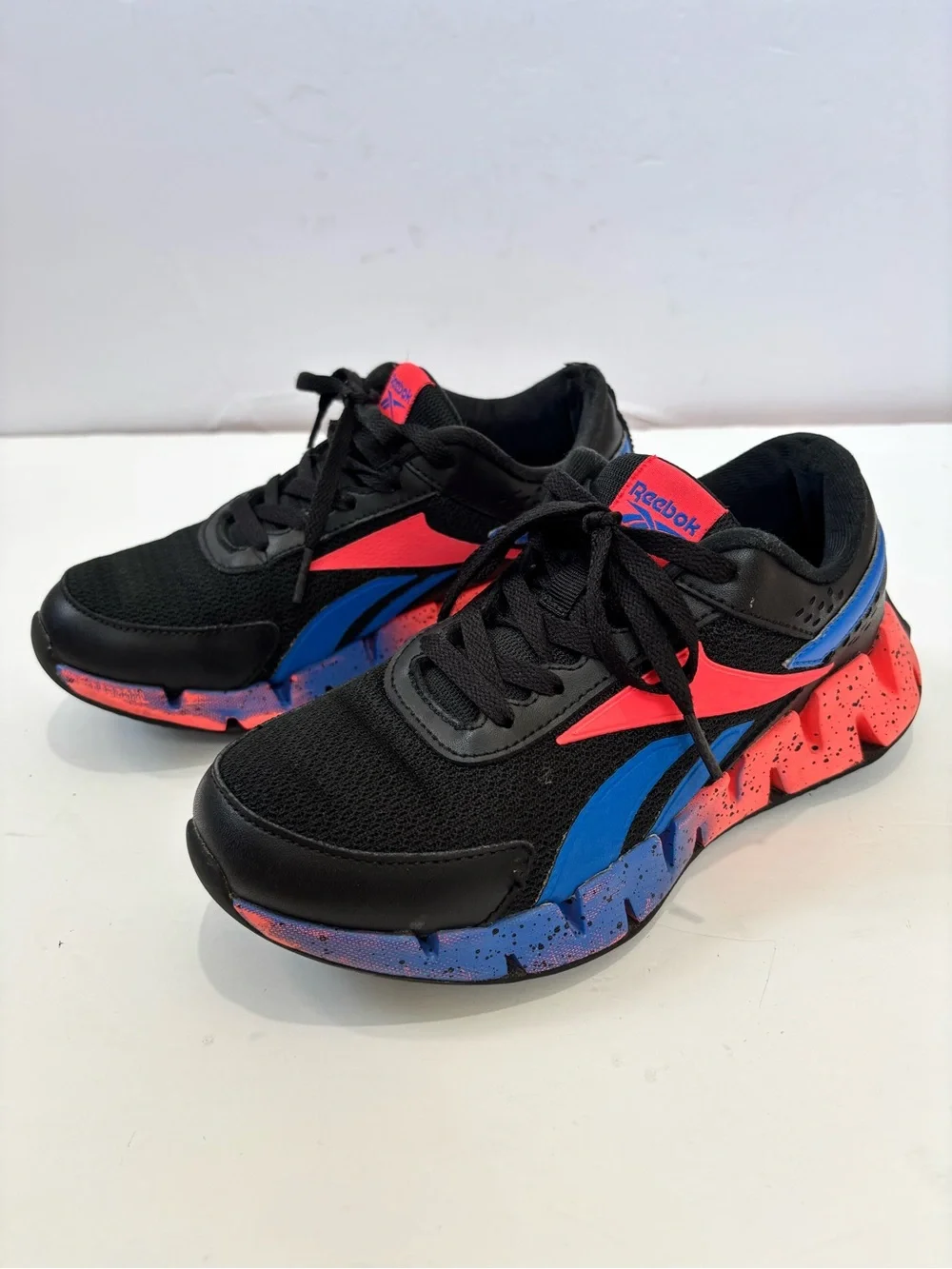 Reebok Boy's 3.5Y Zig Dynamica 2.0 Athletic Running Sneakers Black Blue Orange